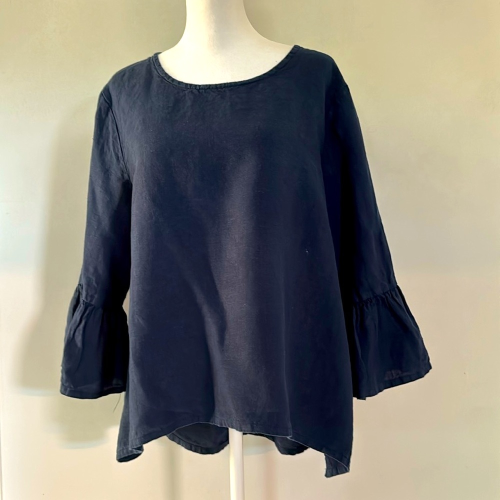 Navy Bell Sleeve shirt S